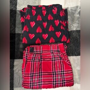 Women’s Medium Regular Victoria's Secret Pajama Glitter Plaid & Red Heart Pants